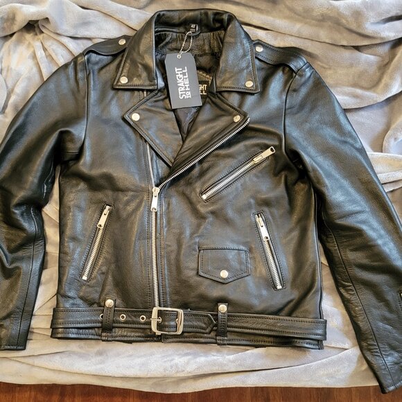Straight to hell Commando Motocycle Leather Jacket Mens size 42 BRAND NEW - Picture 1 of 3